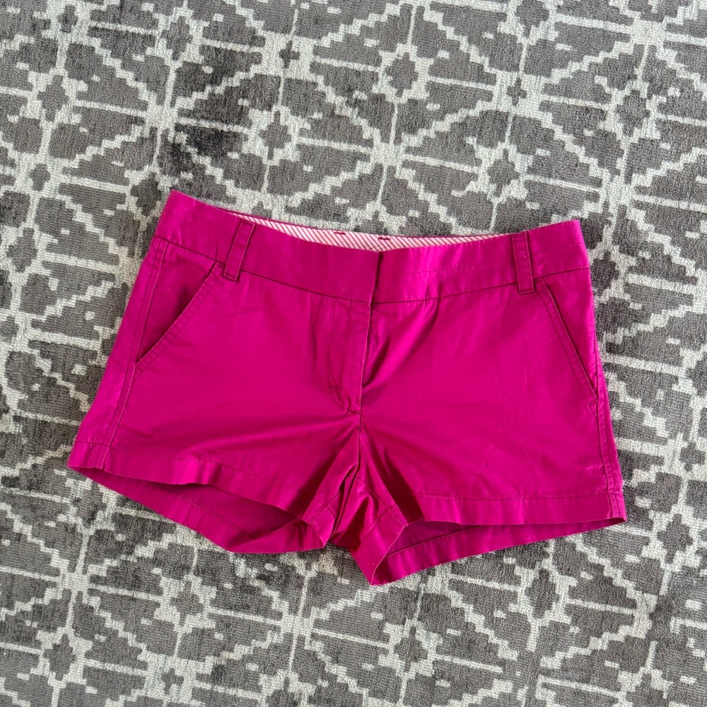 J.Crew Broken-In Chino Shorts Hot Pink Cotton Size 4 100% Cotton
